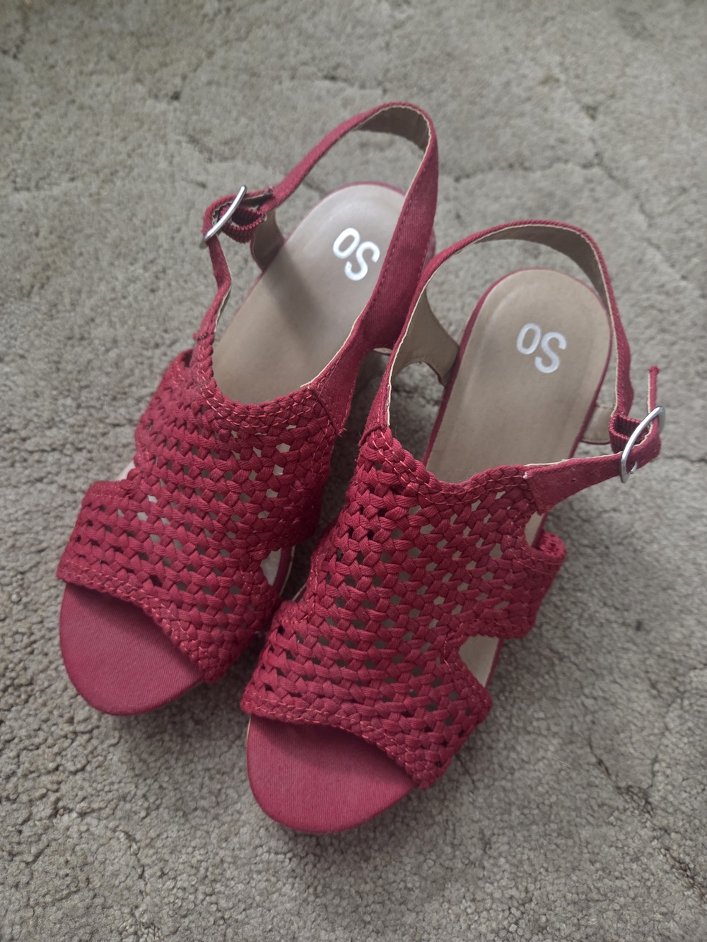 SO Red Woven Slingback Heeled Sandals